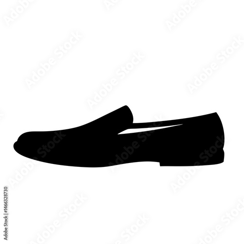 loafers vector silhouette icon, black and white illustration of footwear.