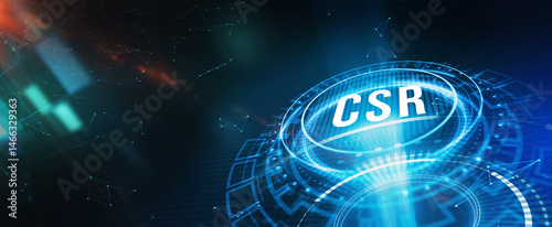CSR abbreviation, modern technology concept. Business, Technology, Internet and network concept. 3d illustration