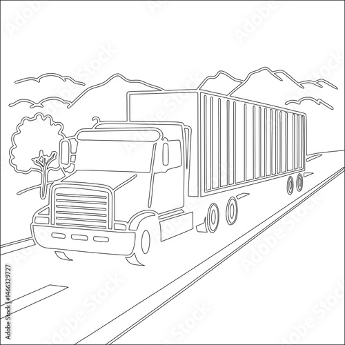 A big 3D lorry for heavy cargo transportation on the road