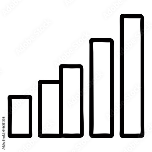 Growth bar chart diagram showing business success and financial graph increase in data analysis report isolated on transparent background