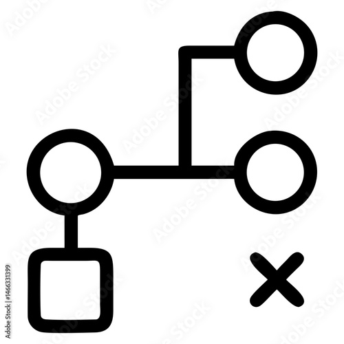 Family tree pedigree chart symbol with cross showing deceased individual genealogy research and history diagram isolated on transparent background
