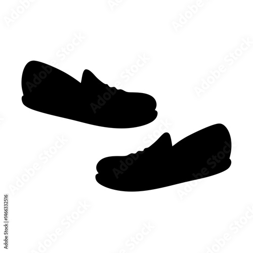 moccasins vector silhouette icon, black and white illustration of footwear.