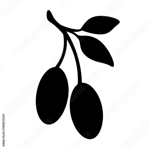 miracle vector silhouette icon, black and white illustration of fruits.