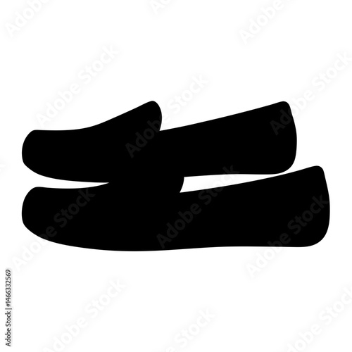moccasins vector silhouette icon, black and white illustration of footwear.