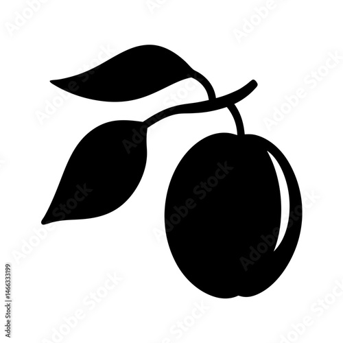 nectarine vector silhouette icon, black and white illustration of fruits.