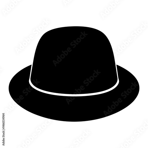 panama hats vector silhouette icon, black and white illustration of footwear.