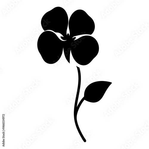 Black and white illustration of pansy , flower silhouette vector designs.