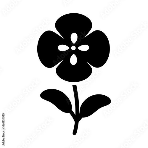 Black and white illustration of pansy , flower silhouette vector designs.