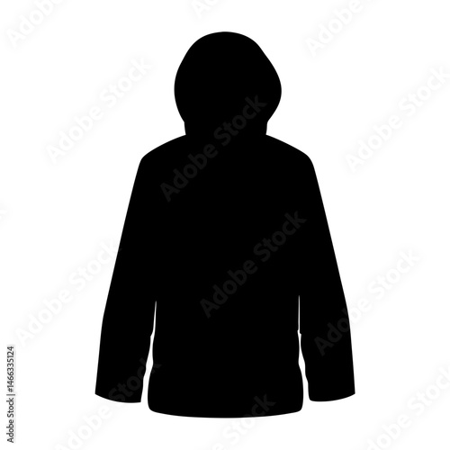 parka vector silhouette icon, black and white illustration of clothing.