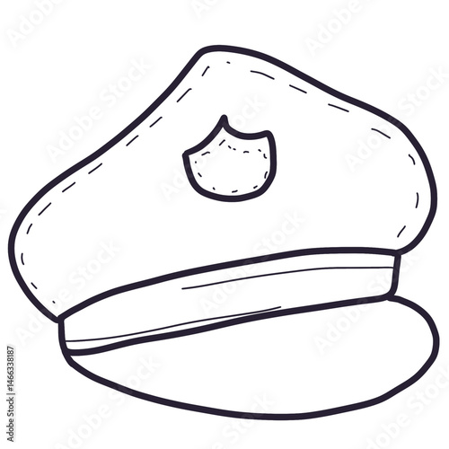 Police Hat Line Art | Minimal Doodle Occupation Icon for Kids