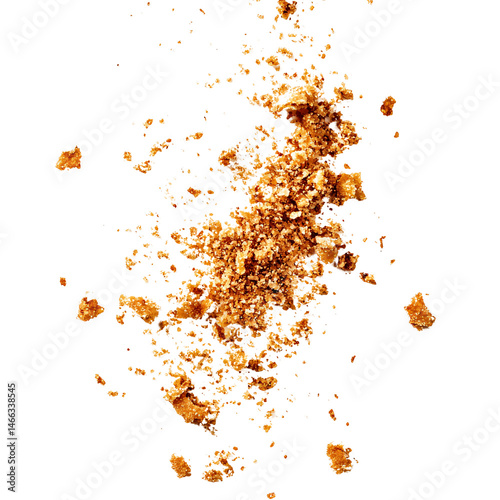 Crushed graham crackers on a transparent background, perfect for baking and dessert recipes, adding texture and flavor to your culinary creations