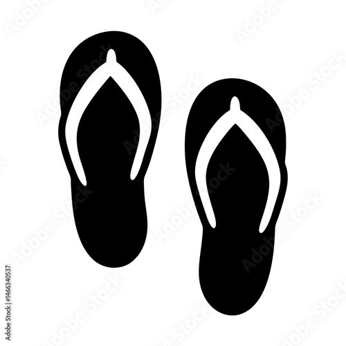 sandals vector silhouette icon, black and white illustration of footwear.