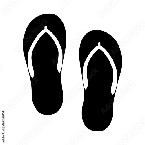 sandals vector silhouette icon, black and white illustration of footwear.