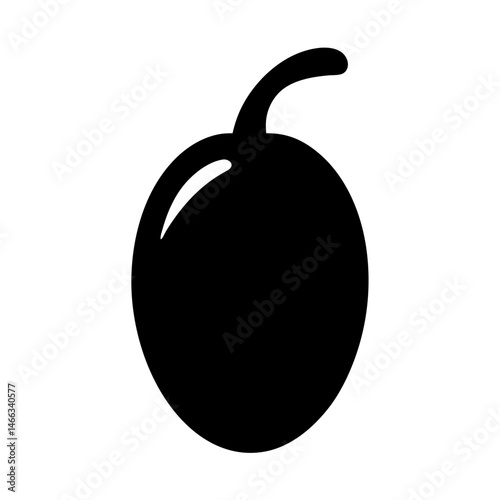 sapodilla vector silhouette icon, black and white illustration of fruits.