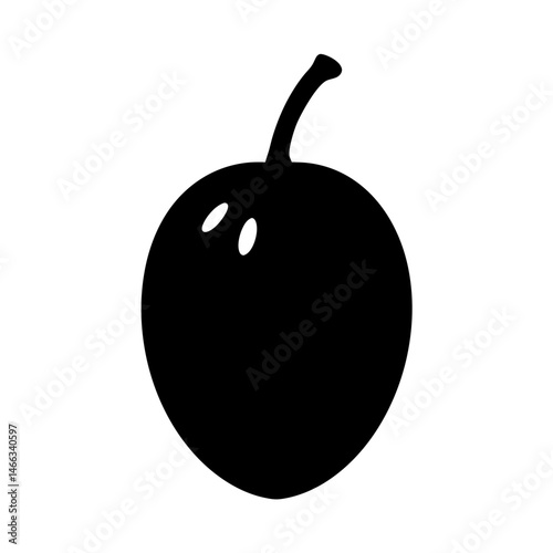 sapodilla vector silhouette icon, black and white illustration of fruits.