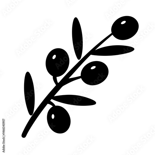 sea buckthorn vector silhouette icon, black and white illustration of fruits.