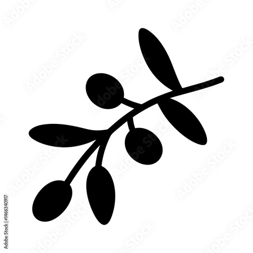 sea buckthorn vector silhouette icon, black and white illustration of fruits.