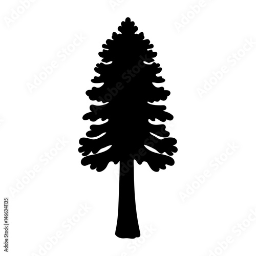 sequoia tree vector silhouette icon, black and white illustration of trees.