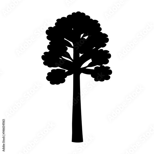 sequoia tree vector silhouette icon, black and white illustration of trees.