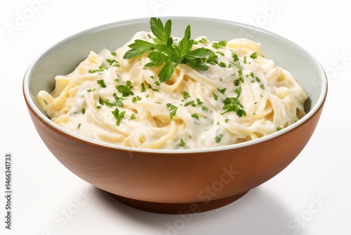 Traditional Alfredo Pasta Dish Isolated on Transparent Background