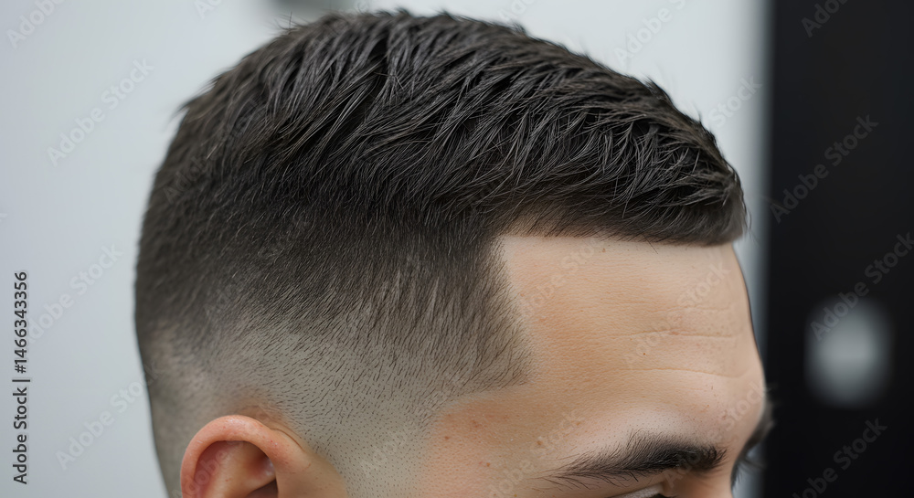Obraz premium Zero Cut Hair Style Captured in Sharp Close-up, Showing Perfectly Clean and Precise Lines
