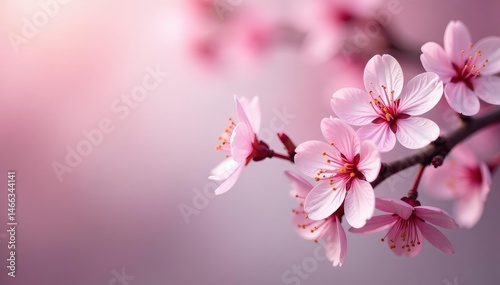 Delicate pink cherry blossoms, soft petals, floral branches , spring background, pattern