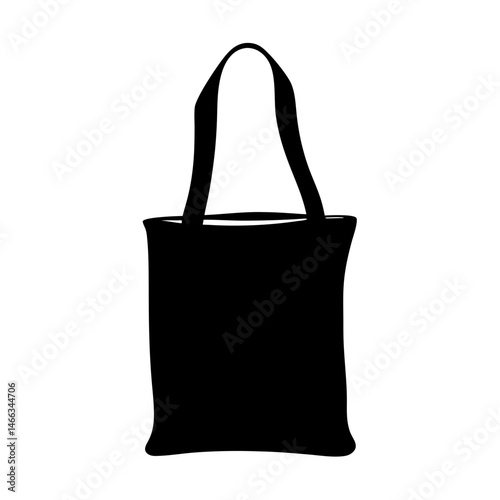 tote bags vector silhouette icon, black and white illustration of footwear.