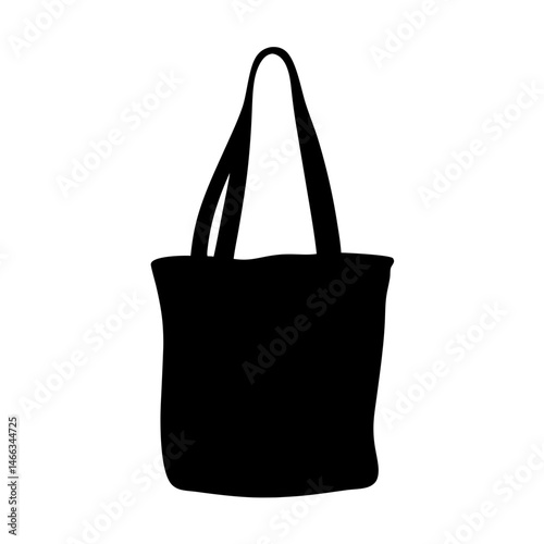 tote bags vector silhouette icon, black and white illustration of footwear.