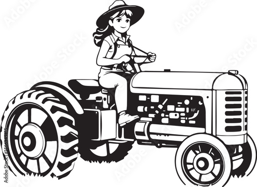 Classic Farm Tractor Illustration