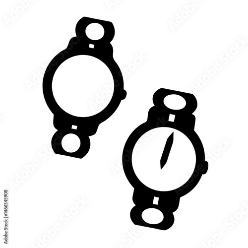 watch chains vector silhouette icon, black and white illustration of footwear.