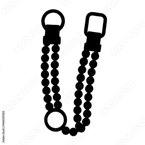 watch chains vector silhouette icon, black and white illustration of footwear.