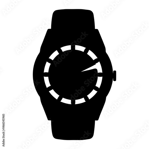 watches vector silhouette icon, black and white illustration of footwear.