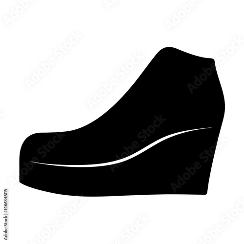 wedges vector silhouette icon, black and white illustration of footwear.