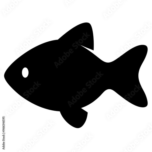 zebra danio fish vector silhouette icon, black and white illustration of fish.