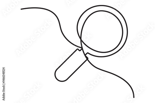 Magnifying Glass Focused on a Line Continuous Line Art Concept
