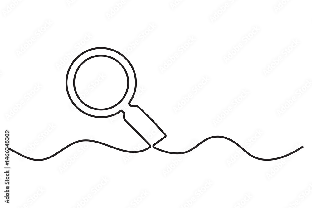 Obraz premium Magnifying Glass Focused on a Line Continuous Line Art Concept 