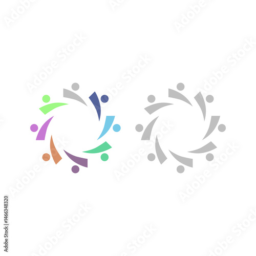 PEOPLE CONNECTED UNION TEAM TEAMWORK SIGN SYMBOL LOGO
