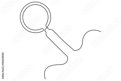 Magnifying Glass Focused on a Line Continuous Line Art Concept
