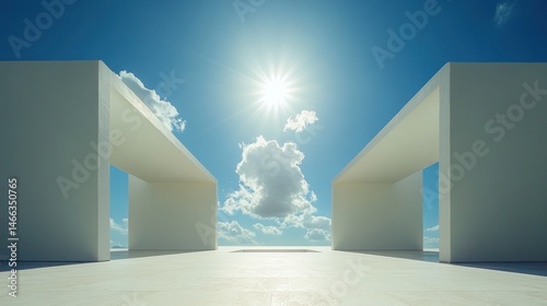 Modern Minimalist Architecture Under a Bright Sun