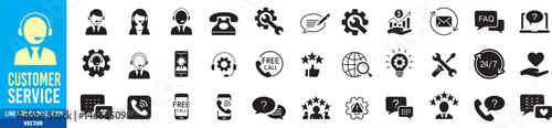 Customer service icon set. Editable liner icons collection. Vector illustration.
