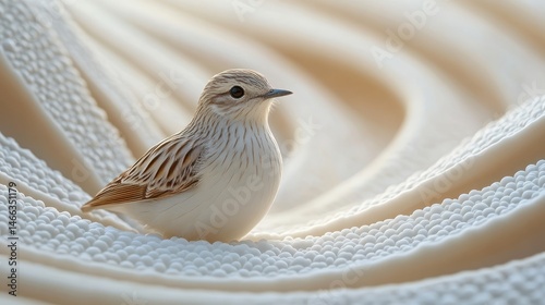 Serene Bird on a Creamy Textured Surface