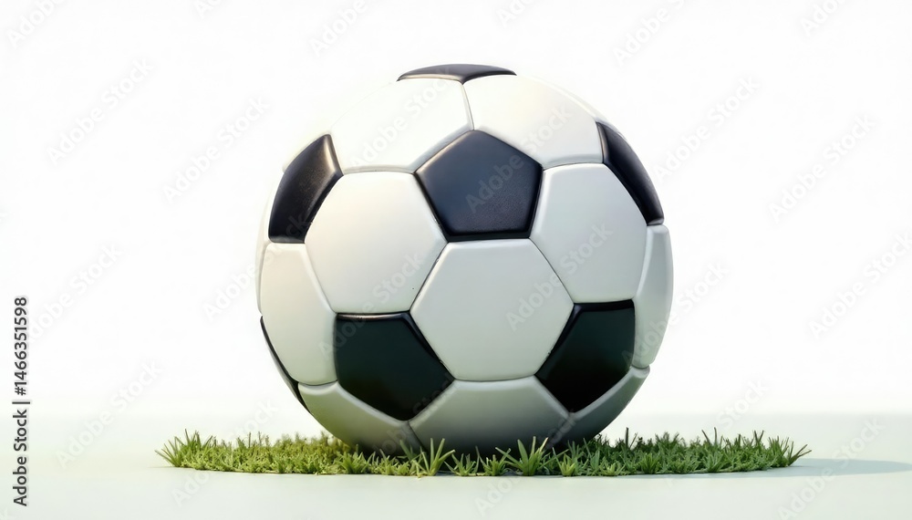 Obraz premium Overhead view of pristine white football, isolated on white, equipment, overhead, clean