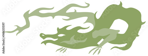 Dragon silhouette isolated on white background. Mythical snake, chinese traditional design. Vehicle sticker and decal or tattoo template in tribal style. Vector illustration