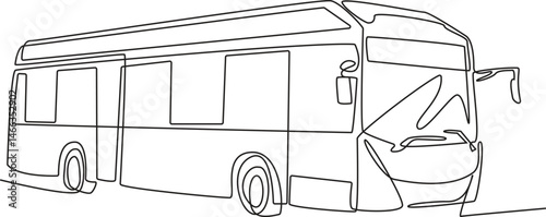continuous one line of School Bus vector illustration, one line drawing bus. editable stroke.