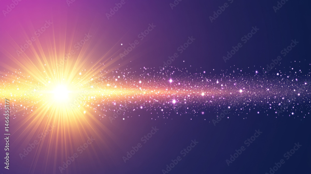 Bright light bursts through cosmic background, creating stunning visual effect with sparkling stars and gradient of purple and blue hues. This evokes sense of wonder and exploration Bright light bursts through cosmic background, creating stunning visual effect with sparkling stars and gradient of purple and blue hues. This evokes sense of wonder and exploration