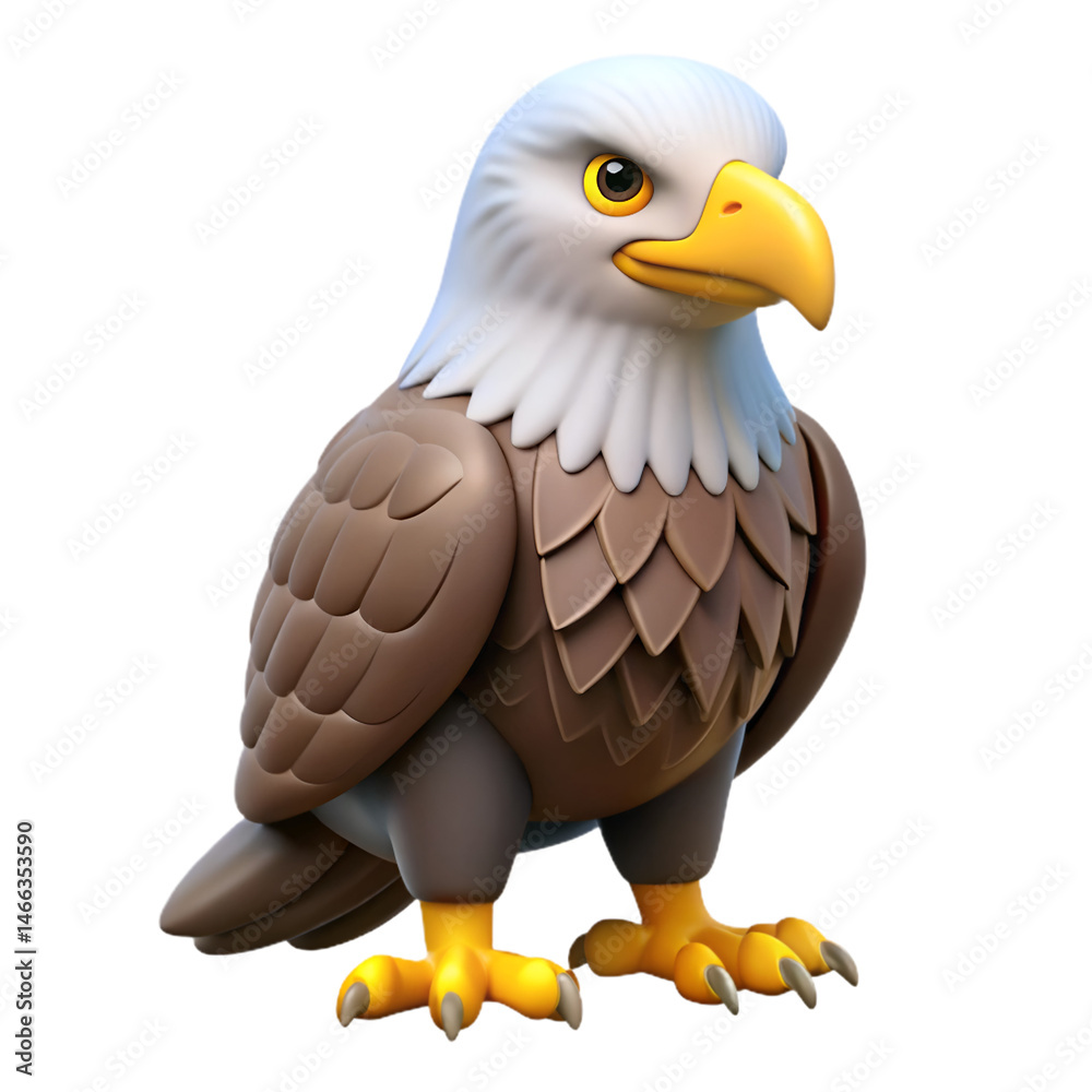 Obraz premium Majestic American Bald Eagle. A 3D Cartoon Render