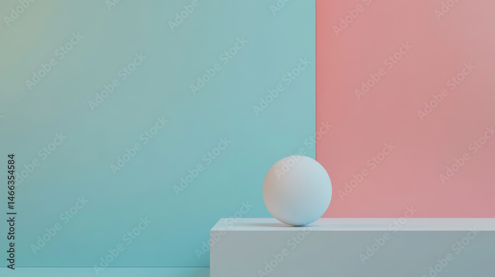 minimalist composition featuring white sphere resting on sleek white platform against backdrop of soft pastel colors, creating serene and modern aesthetic minimalist composition featuring white sphere resting on sleek white platform against backdrop of soft pastel colors, creating serene and modern aesthetic