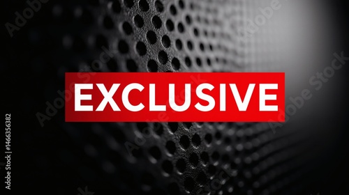 Obraz na płótnie Exclusive headline on dotted dark texture, Red and white banner over perforated metal, Ideal for premium content or product reveals w salonie