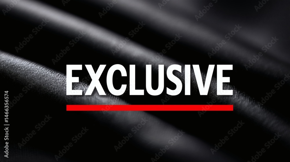 Exclusive label with red underline effect, White bold font on smooth black fabric, Great for luxury branding or premium product features