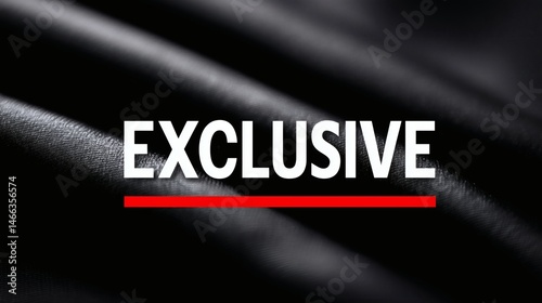 Obraz na płótnie Exclusive label with red underline effect, White bold font on smooth black fabric, Great for luxury branding or premium product features w salonie